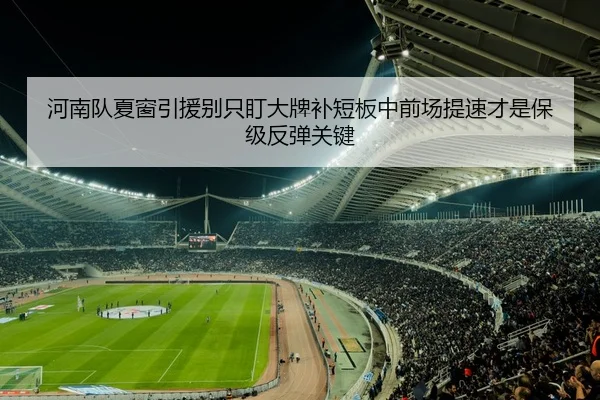河南队夏窗引援别只盯大牌补短板中前场提速才是保级反弹关键